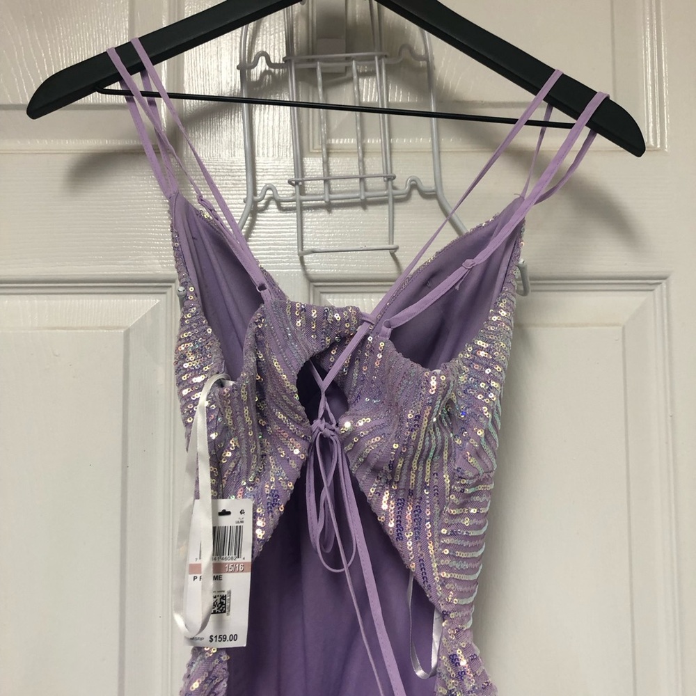 B. Darlin Elegant Purple Mermaid/Trumpet Sequin Gown - Picture 10 of 16
